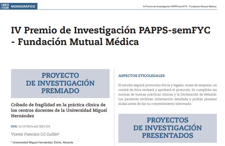 IV Premio de Investigación PAPPS-semFYC – Fundación Mutual Médica