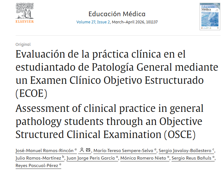 Artículo «Evaluación de la práctica clínica en el estudiantado de Patología General mediante un Examen Clínico Objetivo Estructurado (ECOE)»